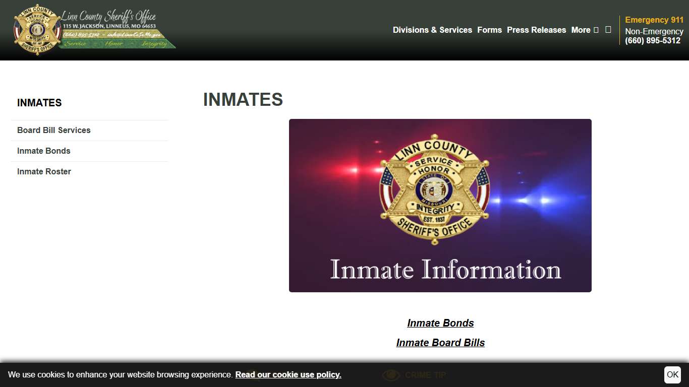 Inmates | Linn County Missouri Sheriff's Office
